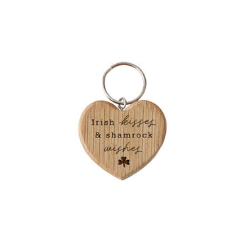 Oak Heart Keyring 'Irish Kisses And Shamrock Wishes' | Keys | Key Accessory, 2 of 2