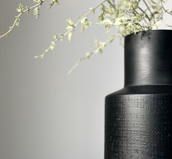 Black Funnel Neck Textured Ceramic Vase, 2 of 3