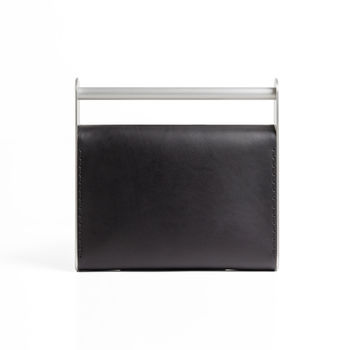 Black Contemporary Leather Clutch With Handle, 8 of 9