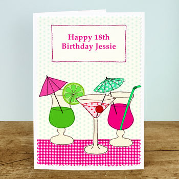 'Cocktails' Personalised Birthday Card, 2 of 4