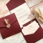 Burgundy And Blush Pink Bunny Tails Wedding Invitations, thumbnail 1 of 7