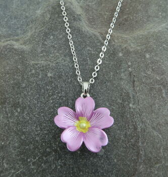 Pink Primrose February Birth Flower Necklace, 2 of 4