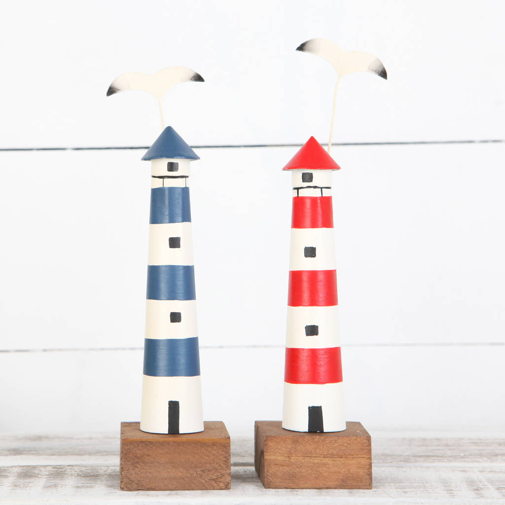 Lighthouse On Wooden Block By red berry apple | notonthehighstreet.com