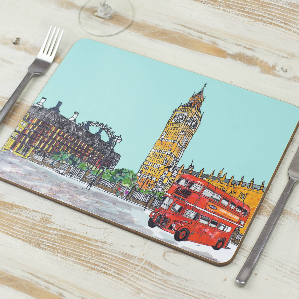 Set Of Four London Placemats By Emmeline Simpson