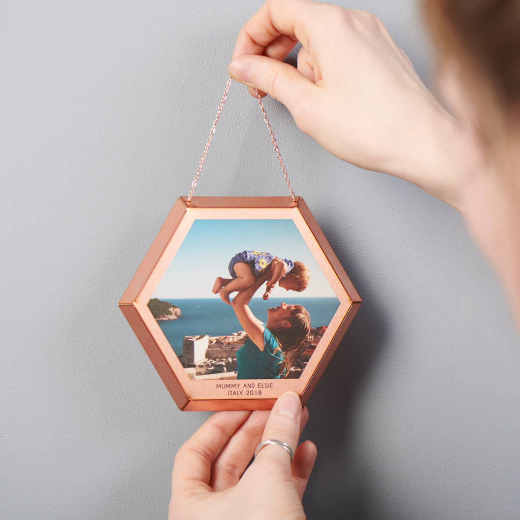 Personalised Hanging Hexagonal Copper Photo Print, 1 of 2