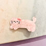Pastel Pink Kitten Acrylic Hair Accessory With Bow, thumbnail 1 of 2
