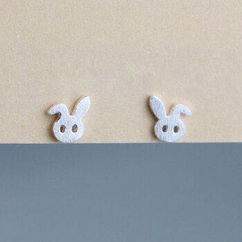 Sterling Silver Bunny Face Stud Earrings, 3 of 5