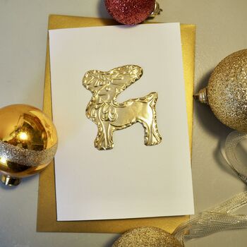 Handmade Gold Foil Reindeer Christmas Card, 3 of 5