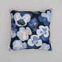 Blue Floral Pansy Cushion, thumbnail 3 of 3