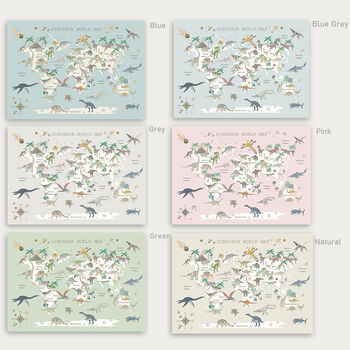 Dinosaur World Map Print With Dinosaur Names, 5 of 7