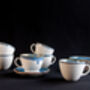 Blue Set Of Six Handmade Porcelain Tea Cup With Saucer, thumbnail 8 of 10
