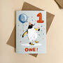 Penguin 1st Birthday Card, thumbnail 1 of 6