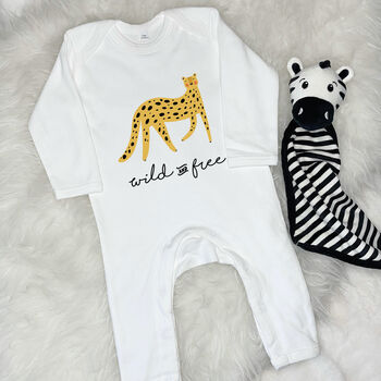 Wild And Free Leopard Jungle Babygrow, 9 of 12