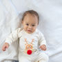 First Christmas Reindeer Romper Personalisation Option, thumbnail 4 of 5