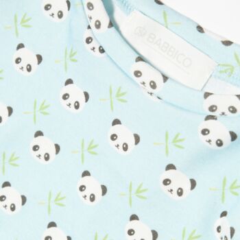 Baby And Children's Blue Panda Print Cuffed Pyjamas, 4 of 5