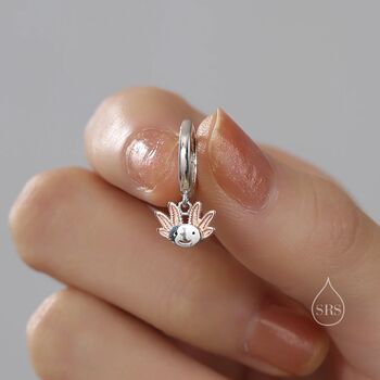 Axolotl Cute Sea Creature Hoop Earrings Sterling Silver, 6 of 11