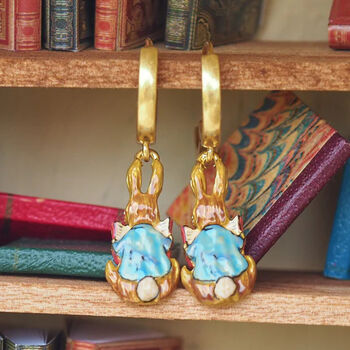 Fable X Peter Rabbit Reading Charm Huggie Earrings, 2 of 7
