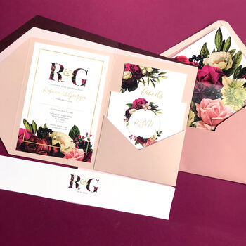 Retro Roses Wedding Stationery // Floral Wedding Invite, 3 of 9