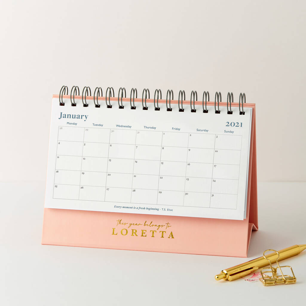 Personalised Stylish 2021 Desk Calendar By Martha Brook