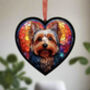 Yorkshire Terrier Stained Glass Effect Heart Suncatcher, thumbnail 3 of 5