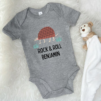 Personalised Armadillo Rock And Roll Babygrow, 4 of 8