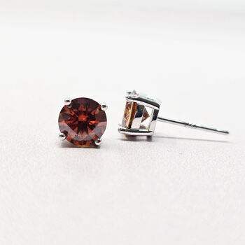 Garnet 1ct Moissanite Crystal Sterling Silver Earrings, 4 of 6
