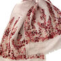 Hand Embroidered 100% Linen Scarf In Light Pink Meadow Floral, thumbnail 4 of 5