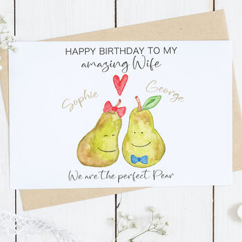 Personalised Perfect Pear Wife Birthday Card, 2 of 2