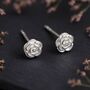 Sterling Silver Rose Flower Stud Earrings, thumbnail 4 of 11