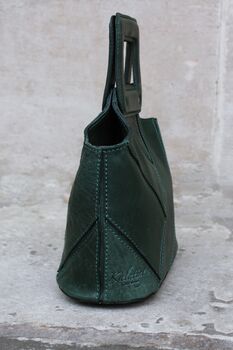 Handmade Green Leather Handbag For Women Personalised, 9 of 12