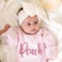 Pink Personalised Embroidered New Baby Name Long Sleeve Knitted Romper, thumbnail 7 of 12