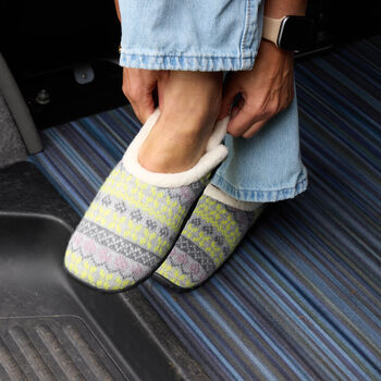 Ellen Grey/Lime Nordic Women's Slippers Indoor/Garden Shoes, 4 of 12