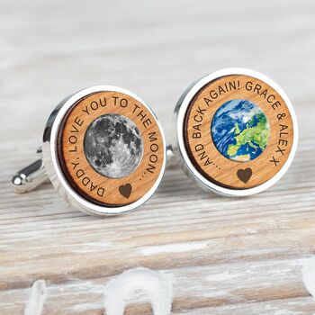 Personalised 'Daddy, Love You…' Cherry Wood Cufflinks, 3 of 3