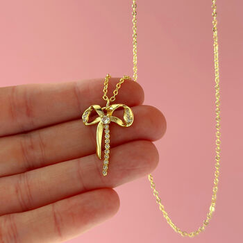 Gold Plated Bow Necklace, 3 of 8