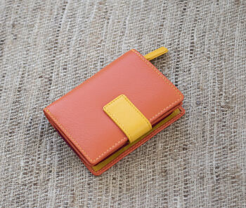 Personalised Orange Small Leather Purse Wallet, 2 of 12