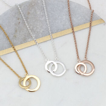 Gold Plated Or Sterling Silver Infinity Rings Necklace, 3 of 7