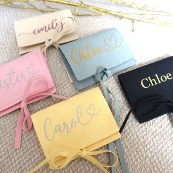 Custom Name Jewellery Pouch, Personalised Jewellery Bag, 5 of 6