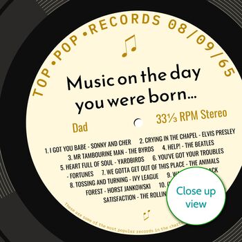 60th Birthday Print Music Day You Were Born Record 1965, 9 of 12