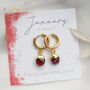 Garnet Birthstone Hoop Earrings, thumbnail 2 of 10