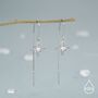 Sterling Silver Cz Starburst U Shape Threader Earrings, thumbnail 5 of 11