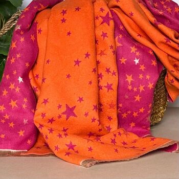 Wool Blend Little Stars Scarf In Hot Pink And Orange, 3 of 3