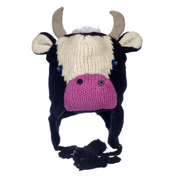Cow Hand Knitted Woollen Animal Hat, 5 of 5