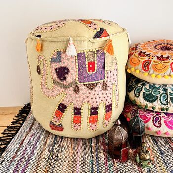 Green Tea Handmade Elephant Pouffe Footstool, 7 of 9
