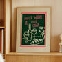 More Wine And Chat Illustrated Wine Print, thumbnail 1 of 11