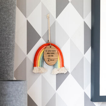 Personalised Macrame Rainbow Sign Thank You Gift, 5 of 5