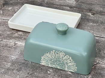 Green Flower Patterned Butter Dish, 2 of 4