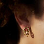 Tourmaline Cluster Hoop Earrings, thumbnail 4 of 7