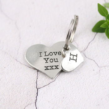 I Love You Gift Personalised Romantic Heart Keyring, 3 of 9