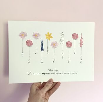 Personalised Family Flower Stem Print, 5 of 10