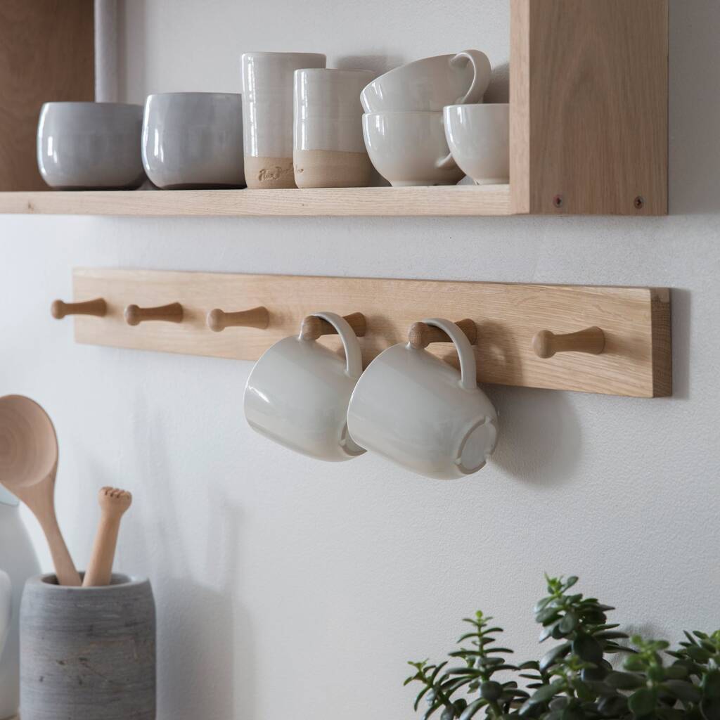 Oak Peg Rail Hooks With Six Hooks By Lisa Valentine Home
